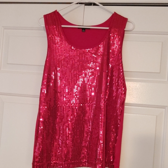 Notations Tops - Red sequined tank top